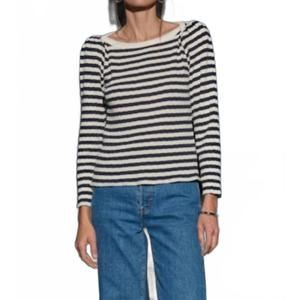 Nation LTD Navy and Cream Striped Long Sleeve Top